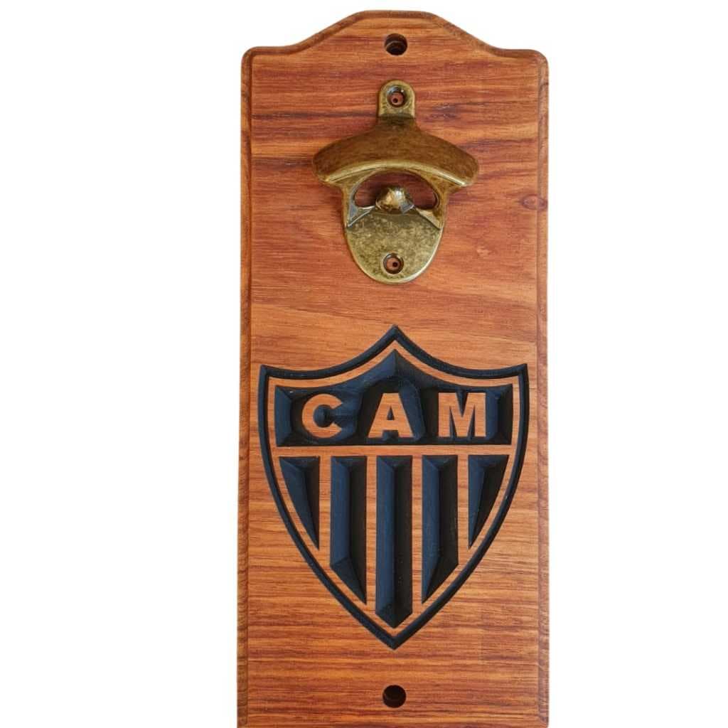 Abridor de garrafa de parede magnetico madeira nobre times