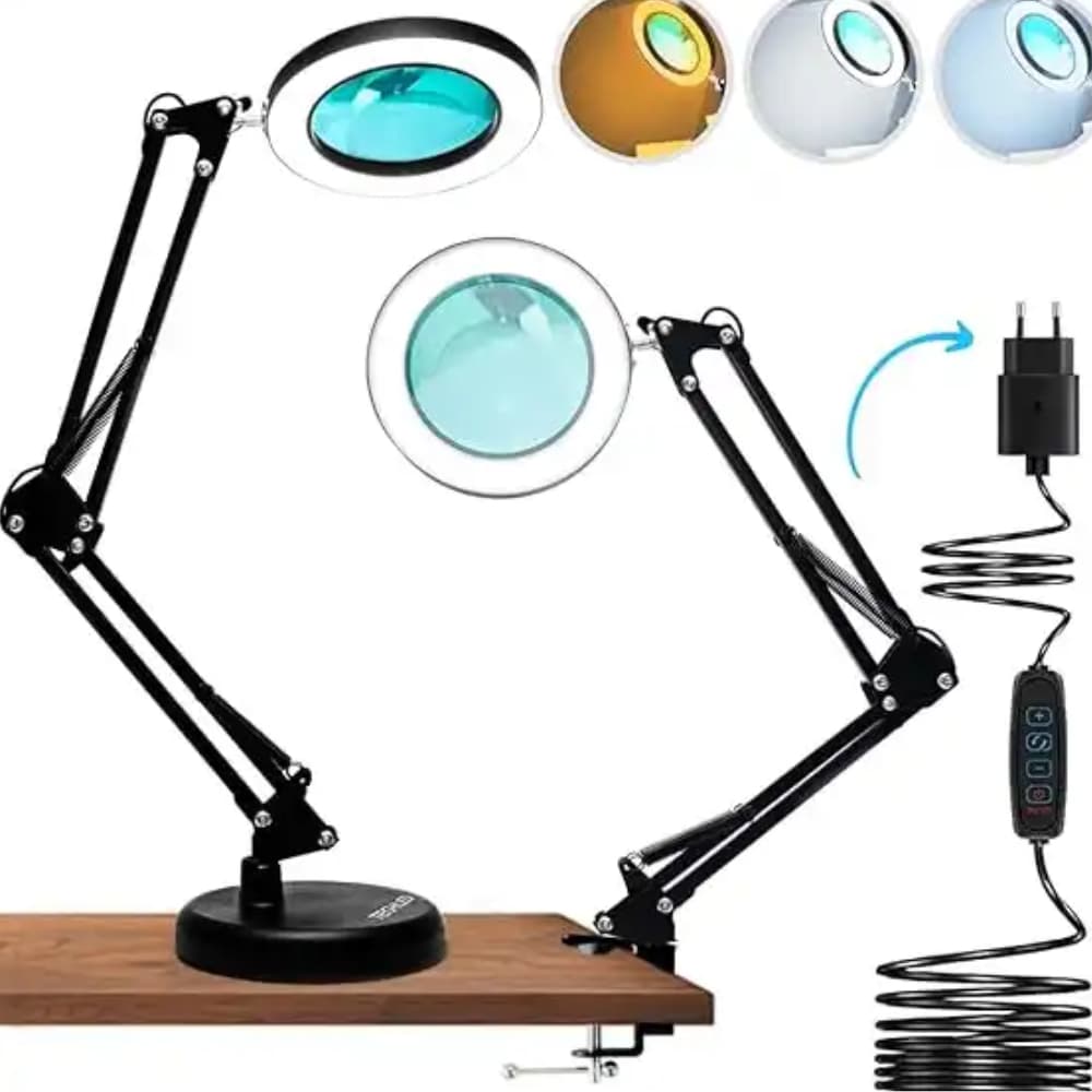 Ring Light Luminária Led De Mesa Articulada De Chão C/ Garra c/ lupa