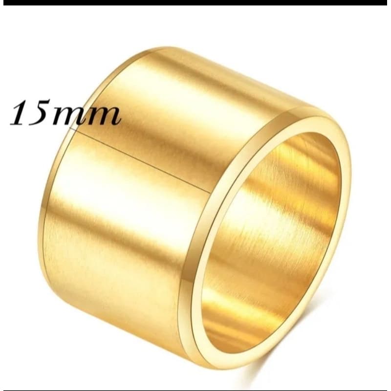 Aliança Tungstênio 15mm Banhada a Ouro 18k