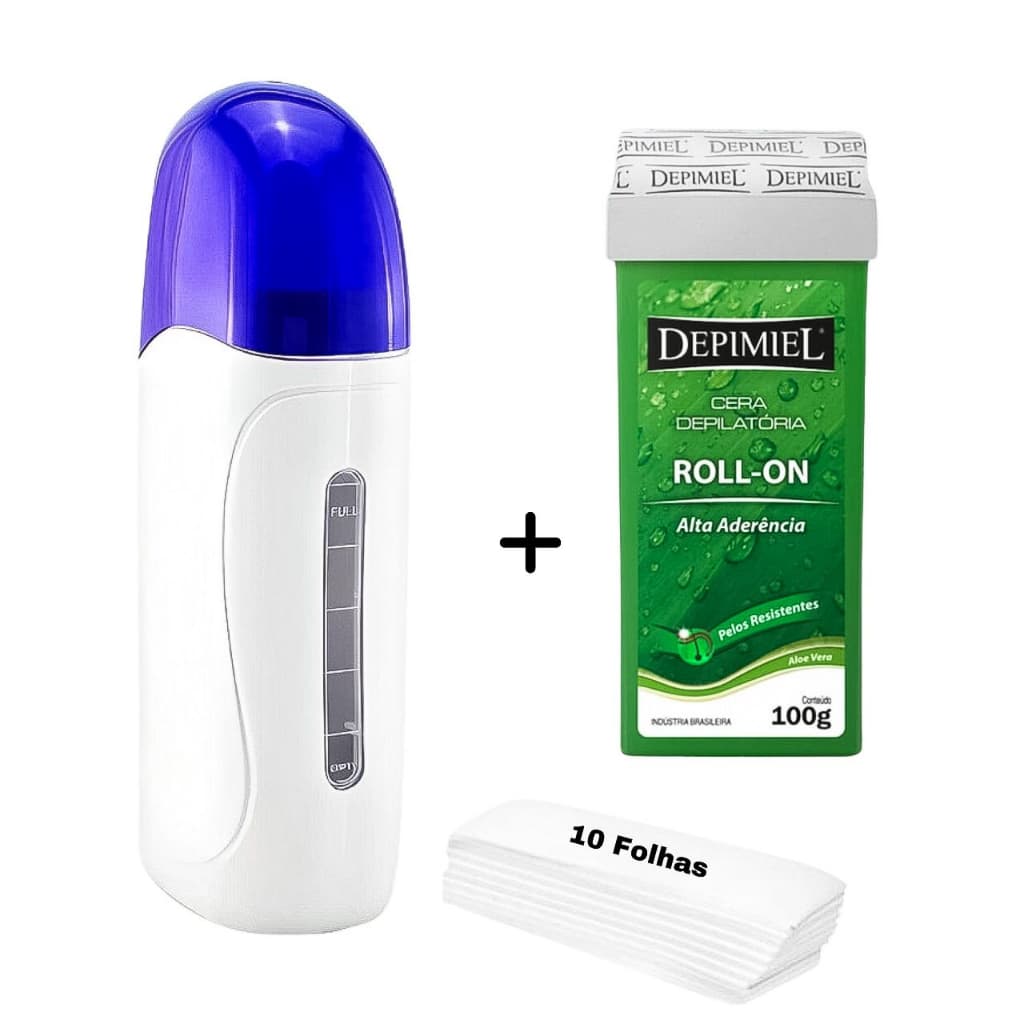 Kit Aquecedor Cera Roll On + Cera Depilatória + Papel Removedor Nº 5