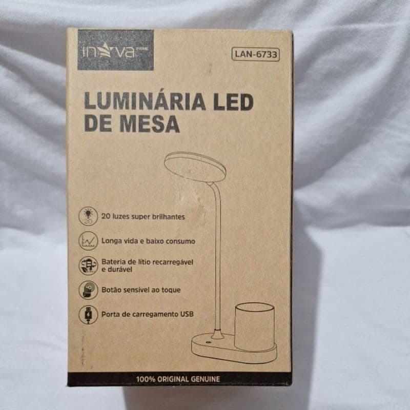 Luminária de LED de Mesa Útil para uso em Casa ou Escritório Inova Lan-6733 Recarregável