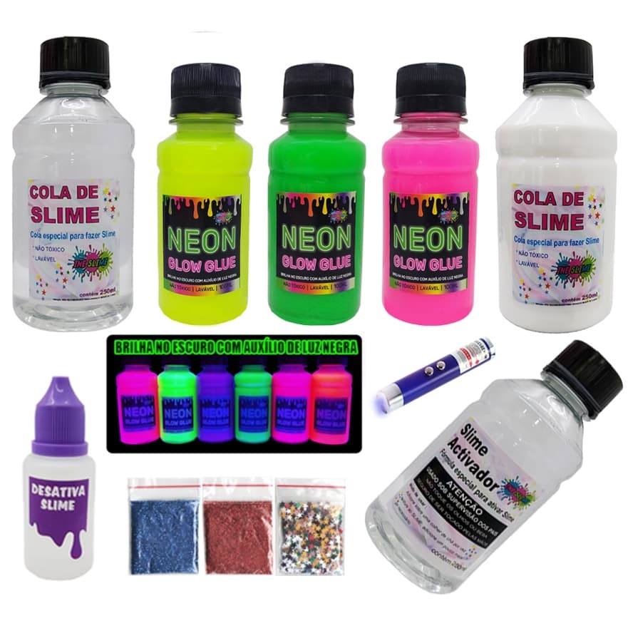 Kit Completo Para Fazer Slimes 3 Colas Neon Ine Slime Ine Slime