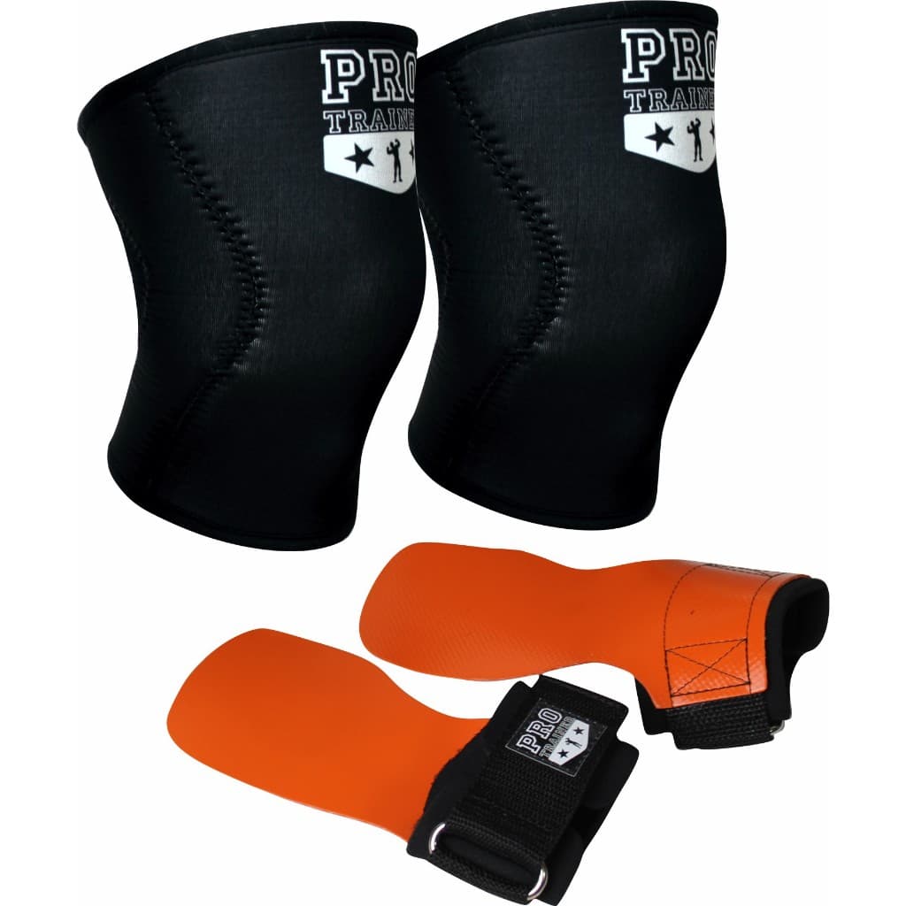 Kit Joelheira Preta + Hand Grip Profissional Proteção Treino