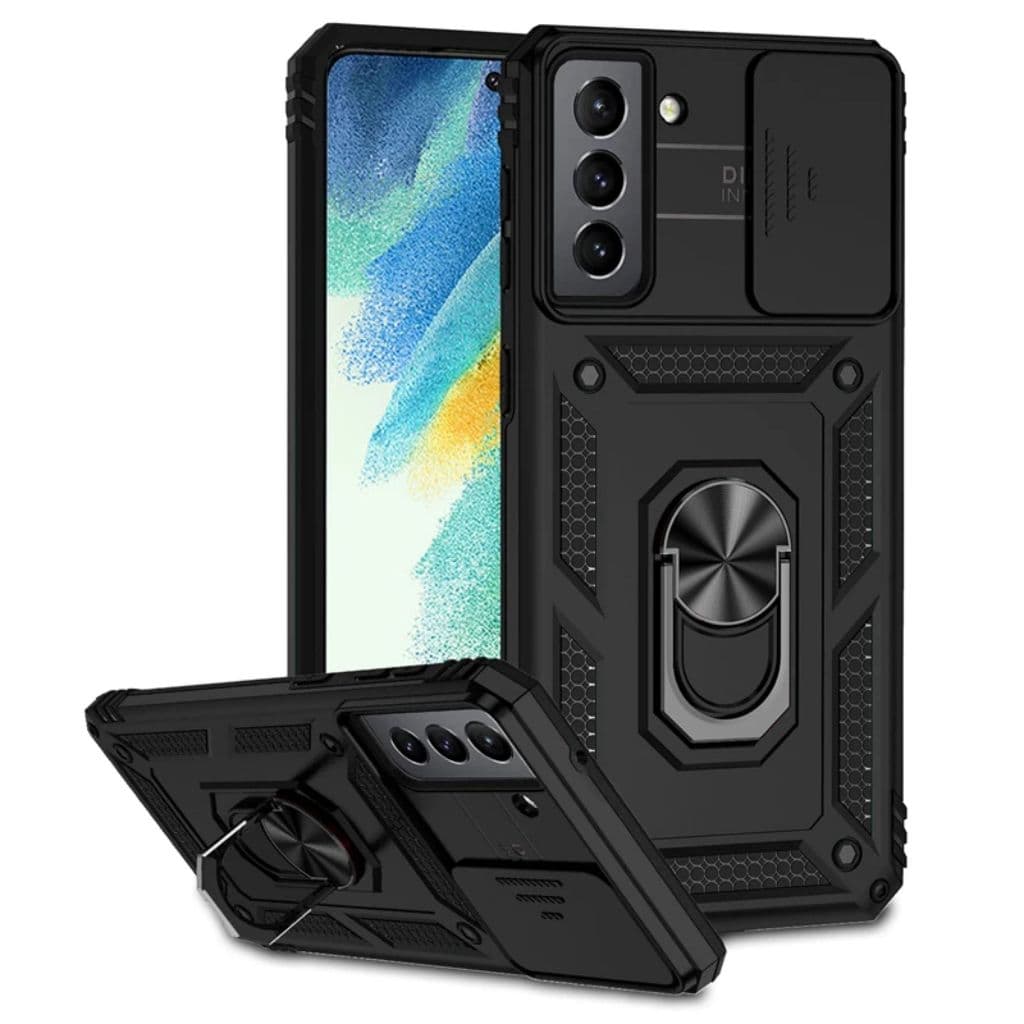 Capa para Samsung Galaxy S21 Fe - Capinha Armadura Proteção Câmera + Suporte Anel