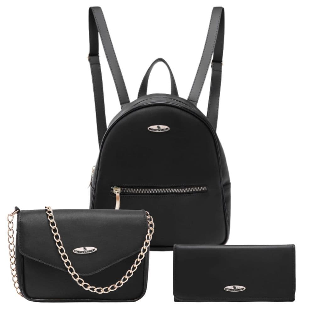 Kit Bolsa Mochila Feminina Pequena Ziper!!! +Bolsa Pequena + Carteira com repartições.