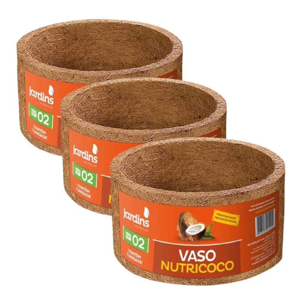 3 Vaso de Fibra de Coco 100% Natural para Samambaias Orquídeas Plantas Ornamentais