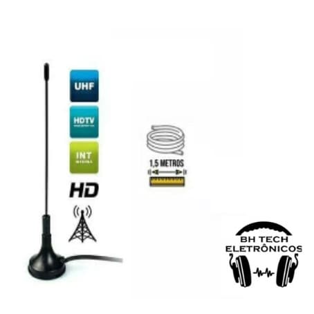 Antena Digital Interna Mini UHF/VHF p/ TV ou Conversor Lelong LE-3094/14