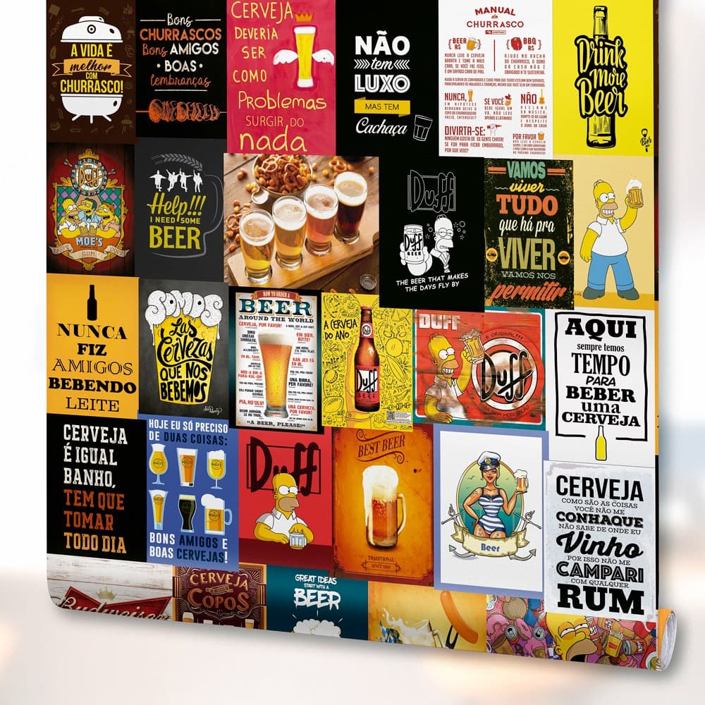 Papel de Parede Adesivo Decoração Bar Restaurante Cozinha Churrasco Bebidas Frases Cerveja Beer