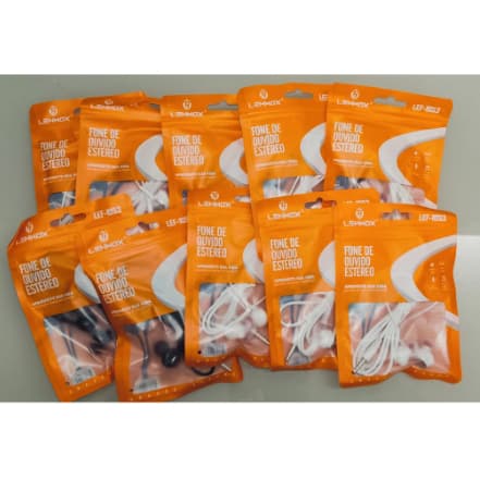 kit 10 6 FONE DE OUVIDO ESTÉREO COM MICROFONE LEHMOX - LEF-1053