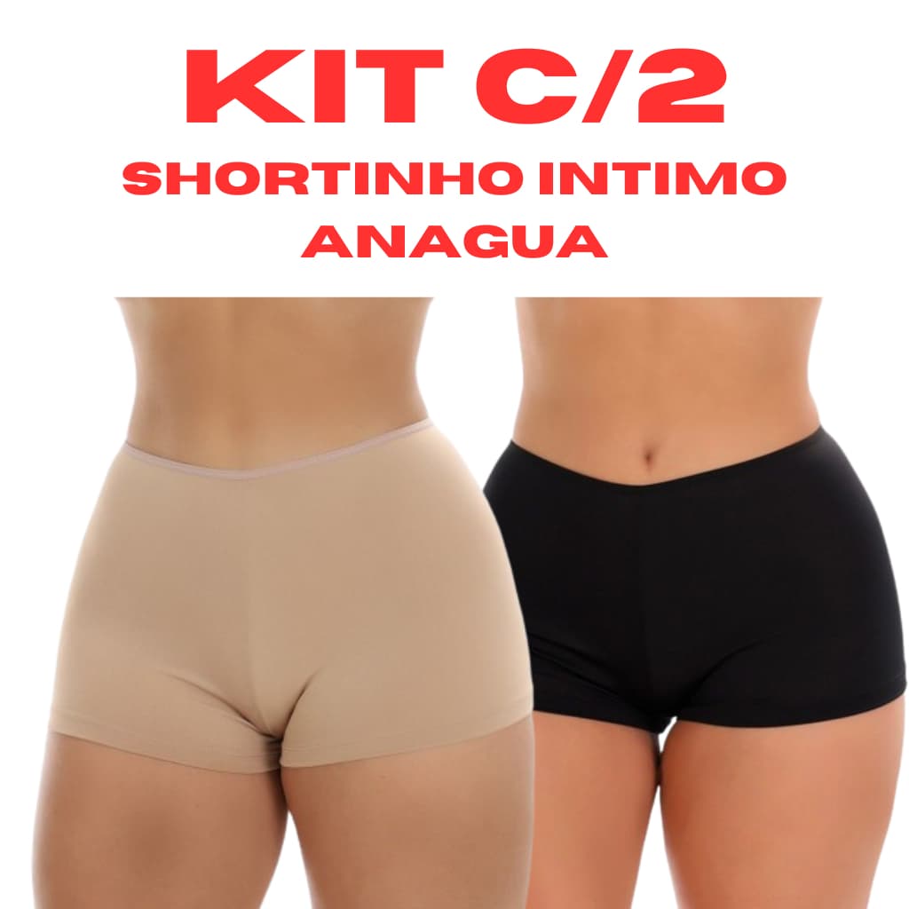 Kit 2 Short Anágua Segunda Pele Feminina Adulta Para Usar Debaixo Do Vestido Sem Marcar Shortinho Curto Intimo