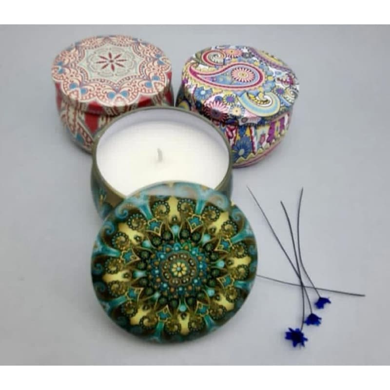 vela de parafina 100g na lata Mística com óleo essencial a sua escolha!