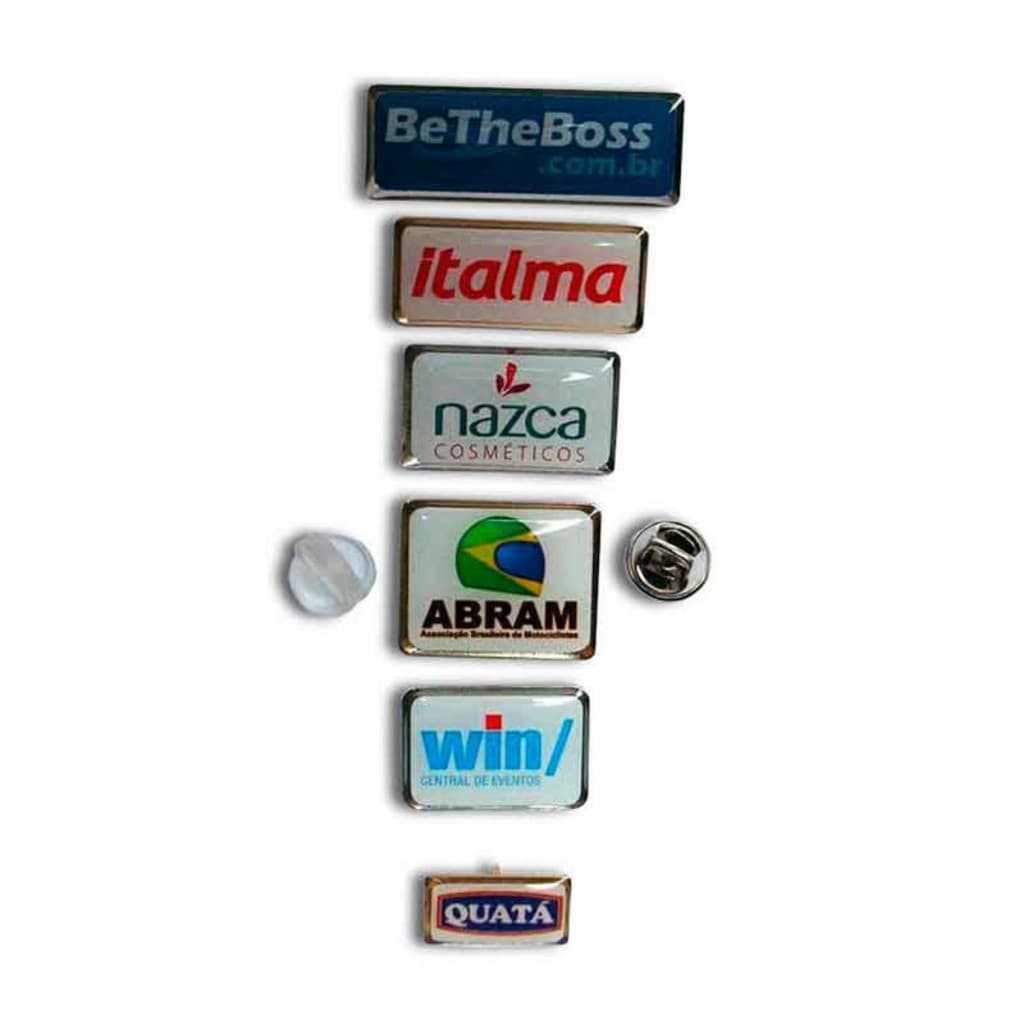 PIN Bottons retangulares com sua logo - 10 UNIDADES