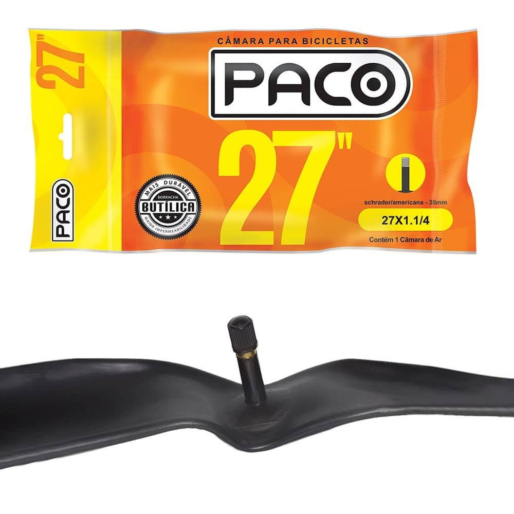Câmara Ar Paco Aro 27 Bike Câmara Bicicleta Válvula Americana