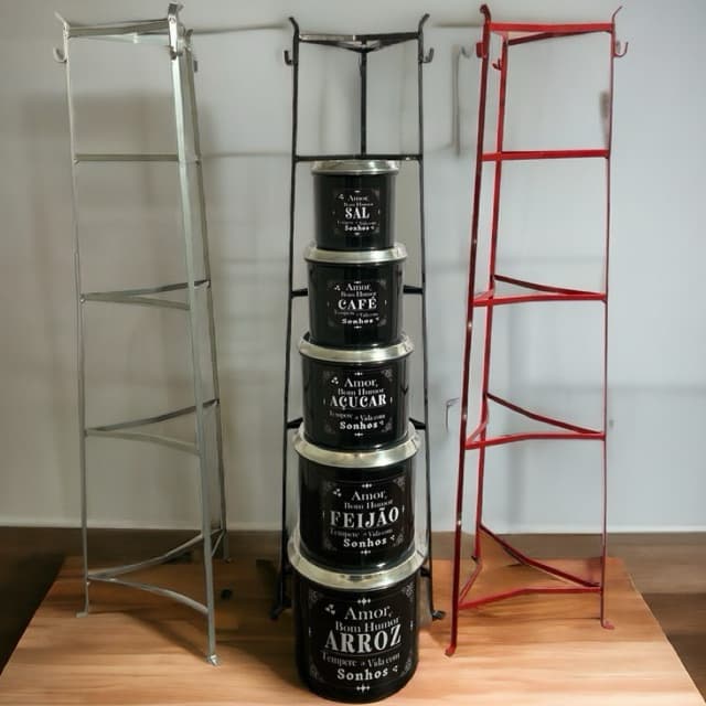 Suporte de chão para jogo de mantimento,panela e vaso de flor