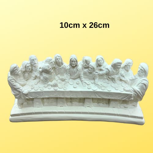 Escultura Santa Ceia de Mesa 10cm x 26cm Gesso Cru