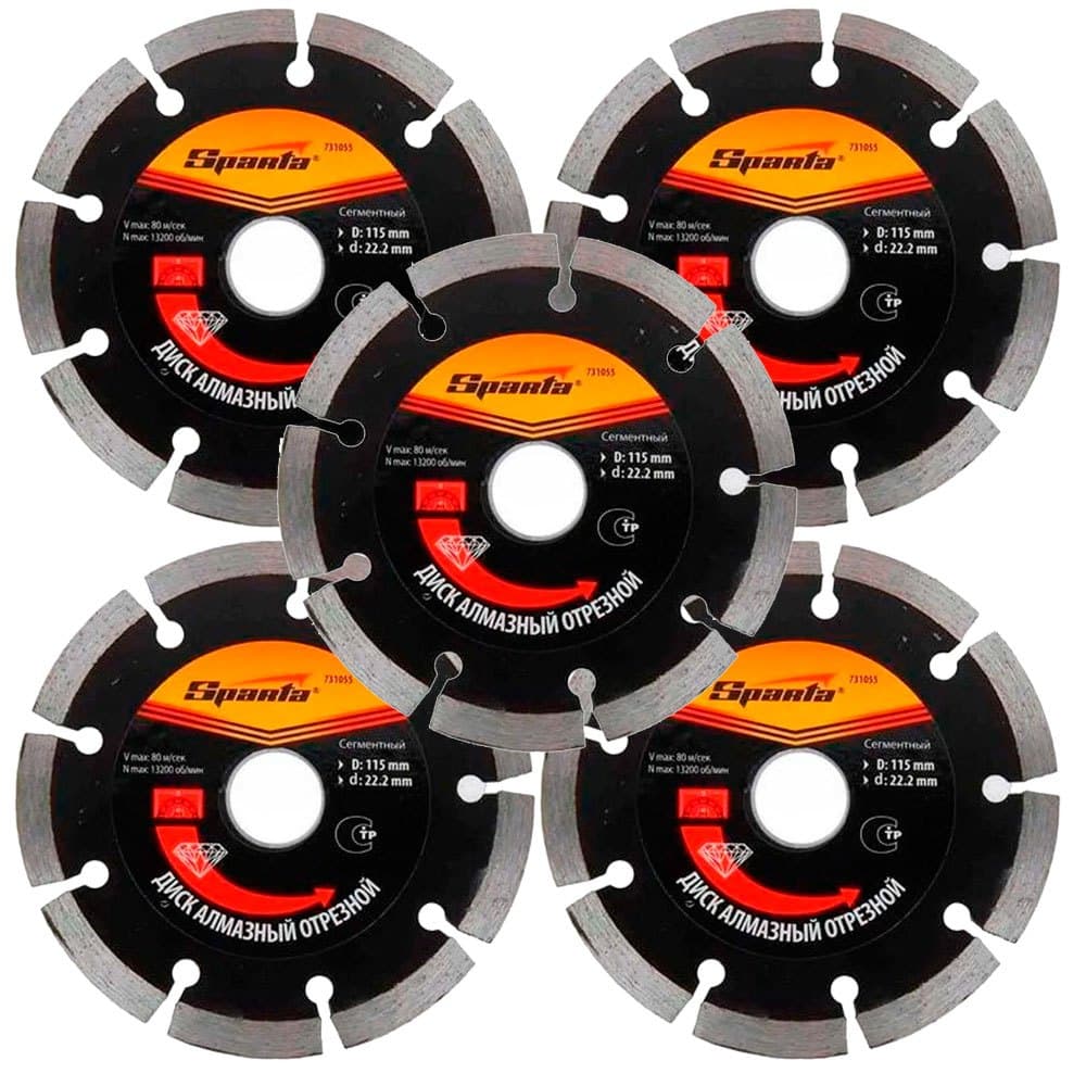 5x Disco Corte Diamantado Segmentado 115x22,2 Mm Corte Seco