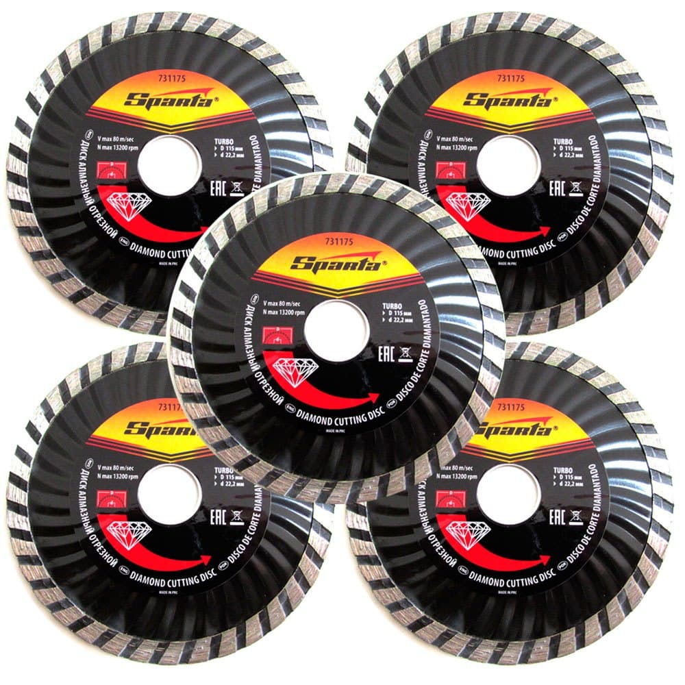 5x Disco Corte Diamantado Turbo 115 X 22,2mm Corte a Seco