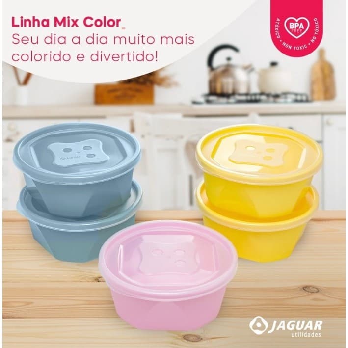 Kit Potes De Plastico Versatil 740ML - Pote Redondo De Plastico Conjuto De Potes Jaguar