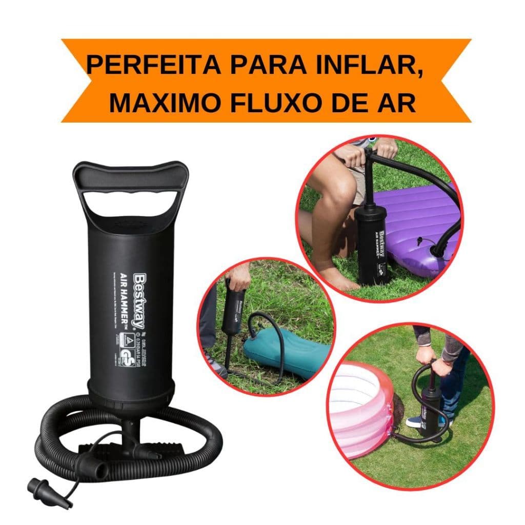Bomba de ar manual Bestway Insuflar Diversos Infláveis 29cm Piscina Colchão inflavel Poltronas Boia