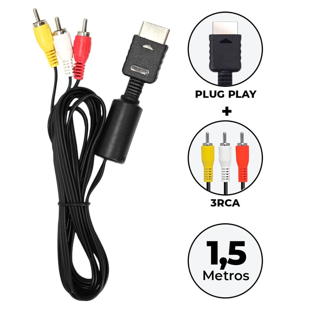 Cabo AV RCA PS2 PS3 Plug & Play
