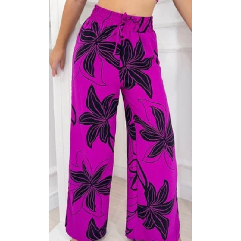 Calça pantalona estampada / moda blogueira/ calça larga estampada