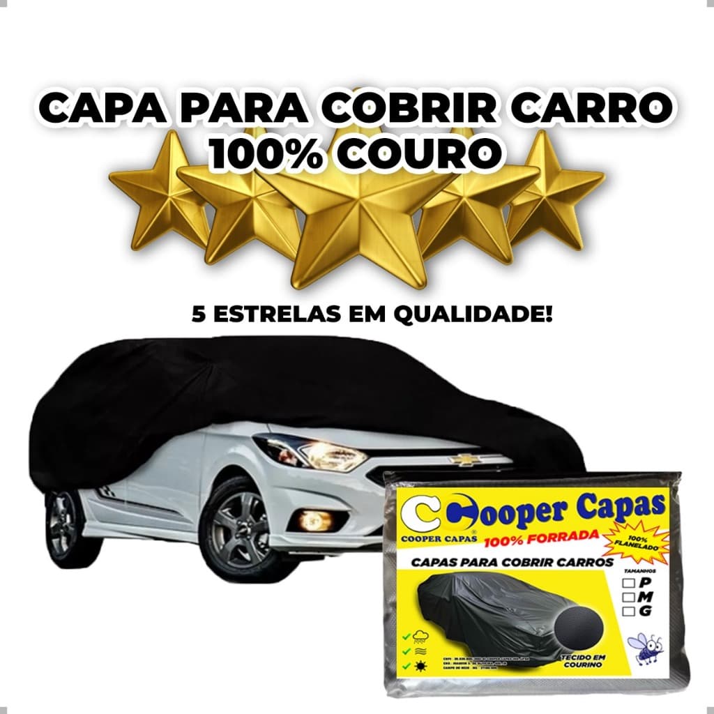 Capa para cobrir carro P M G protege sol chuva poeira impermeável Forrada Cobre 100% em Couro