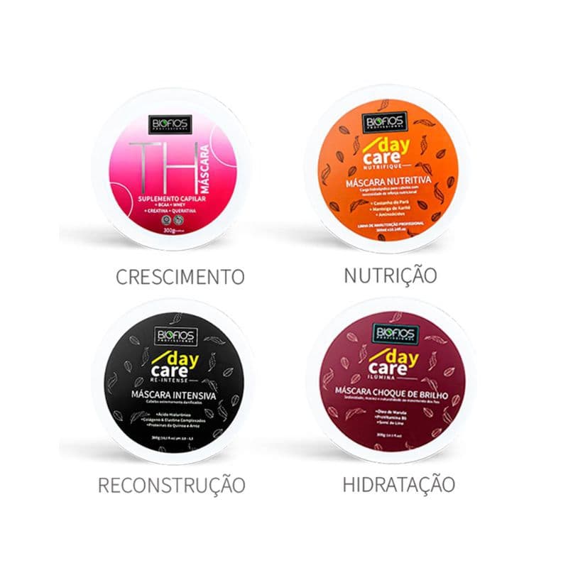 4 Máscara Cronograma Capilar Completo Kit Nutrição Reconstrução Hidratação Suplemento Capilar