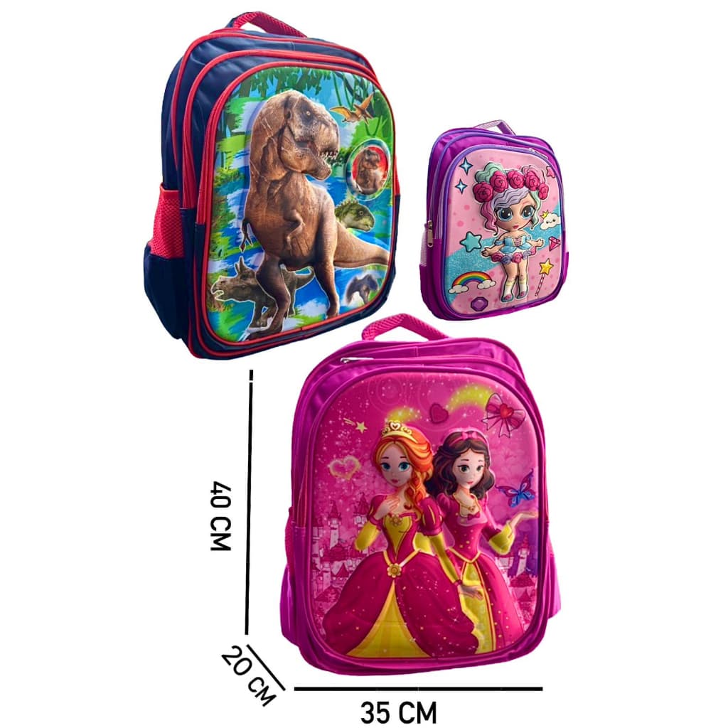 Mochila Infantil 3D Escolar de Menino e Menina Modelo Sortidos 0268