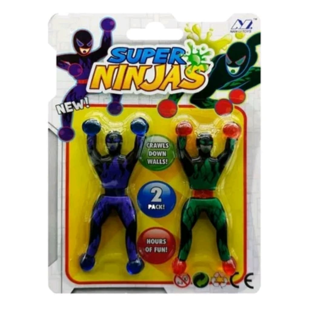 Kit 2 bonecos super ninja cartela gruda na parede ou vidro MK-0231