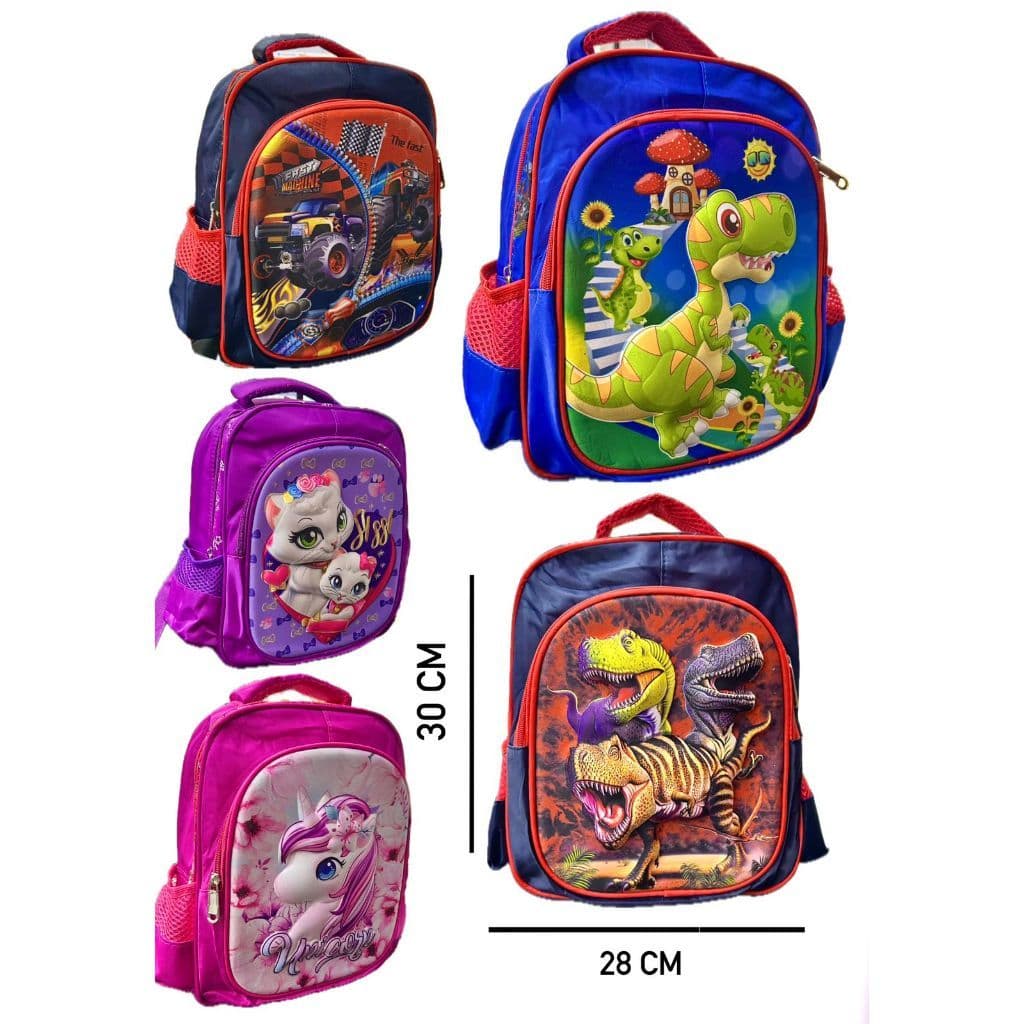 Mochila Escolar Infantil Criança menina e Menino Impermeável Dinossauro , unicornio De Desenho Animado