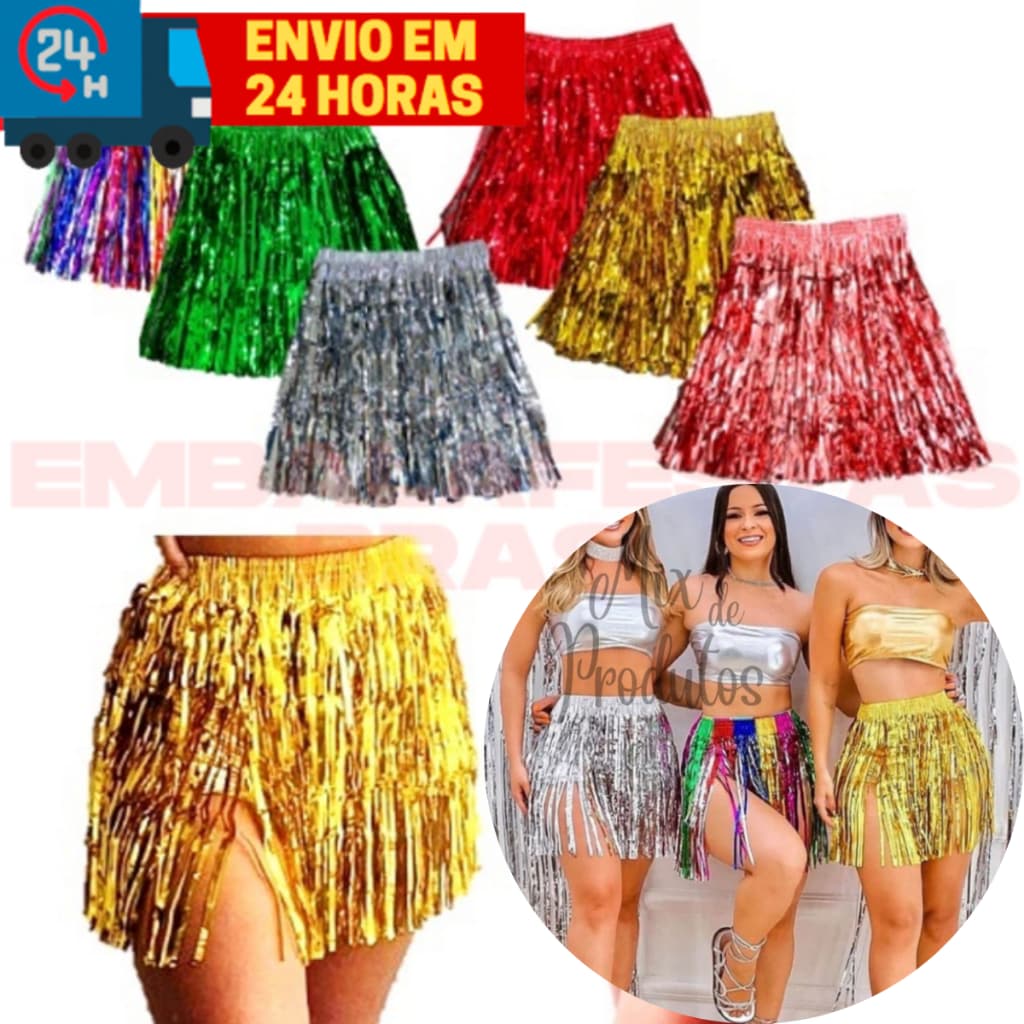 Saia Fitilho Carnaval Tamanho Único Cores Sortido Festa Fantasia