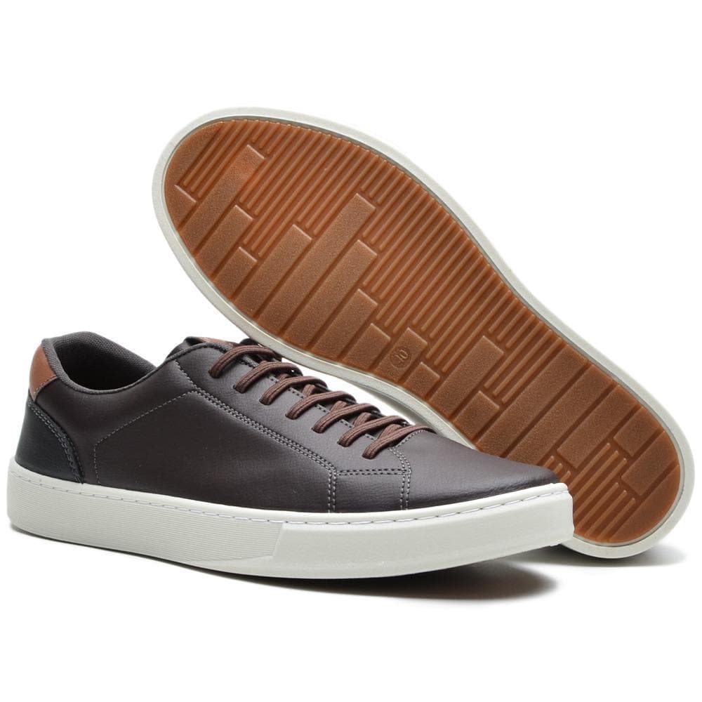 Sapatenis Masculino Tenis Casual Em Couro Ecológico Palmilha De Gel Conforto