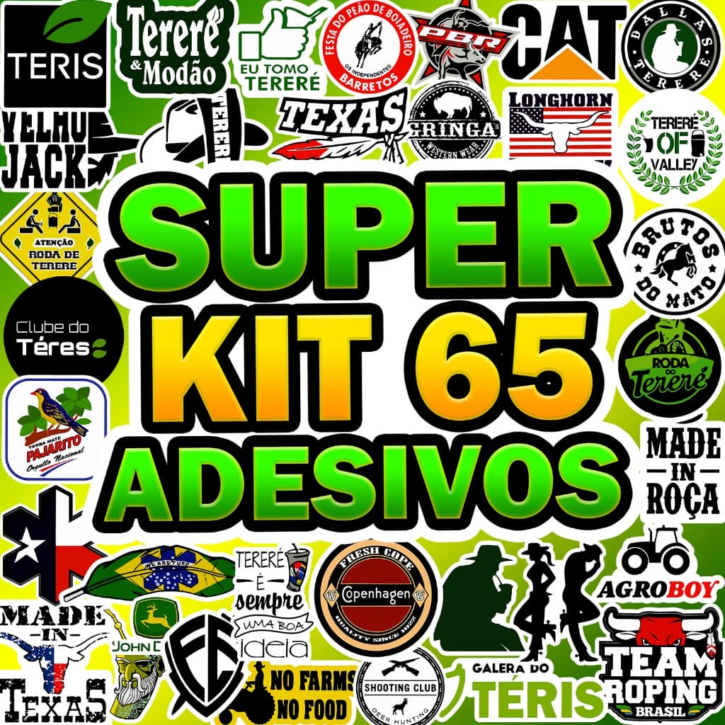 Super Kit 65 Adesivos Sticker Agro Cowboy Tereré Teris Made in Roça Bruto Variados