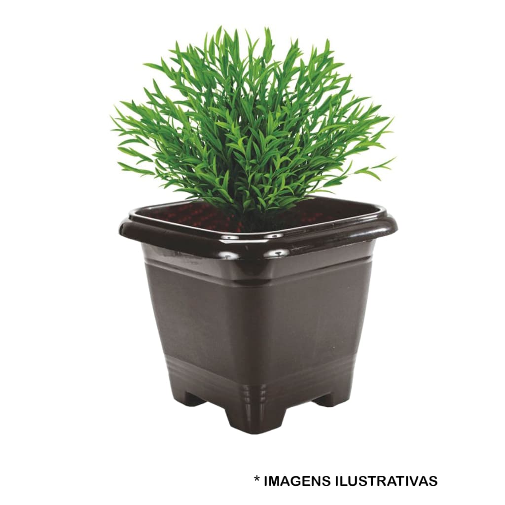 Kit 2 Vaso 4,6 Lts Preto Quadrado Plantas E Flores Jardim Promoção