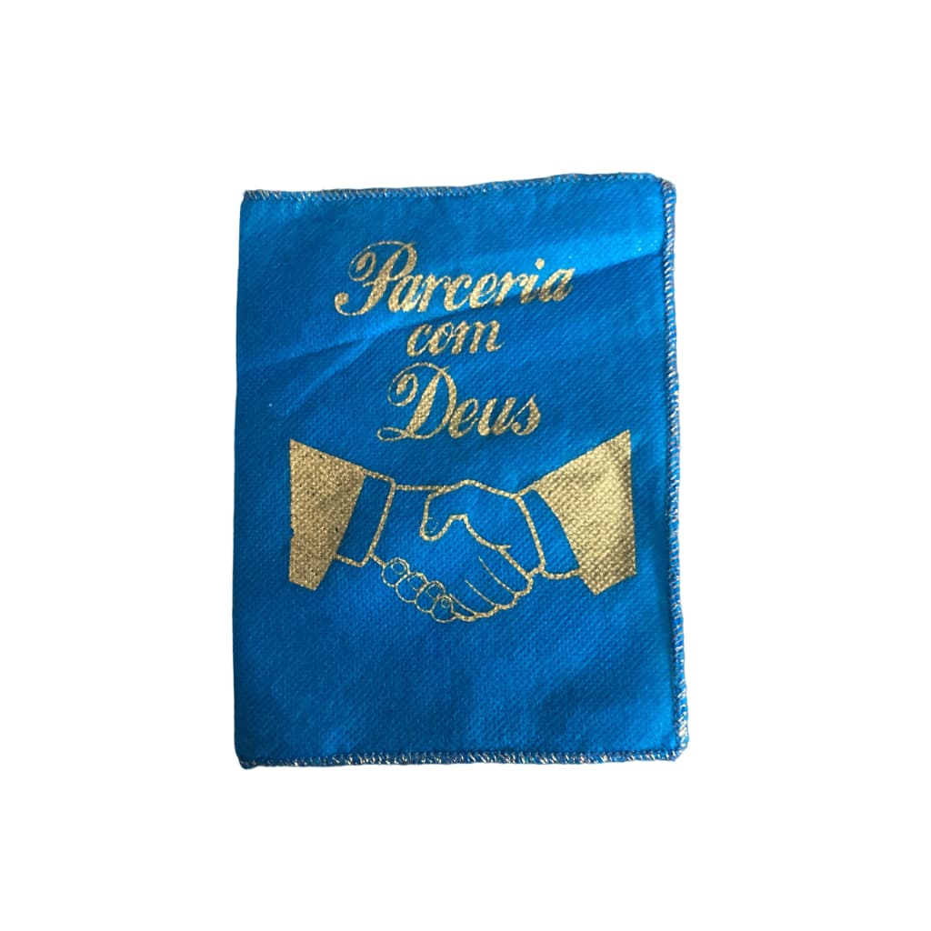 Saquitel TNT - Parceria com Deus - 16x13cm Bordado Overloque