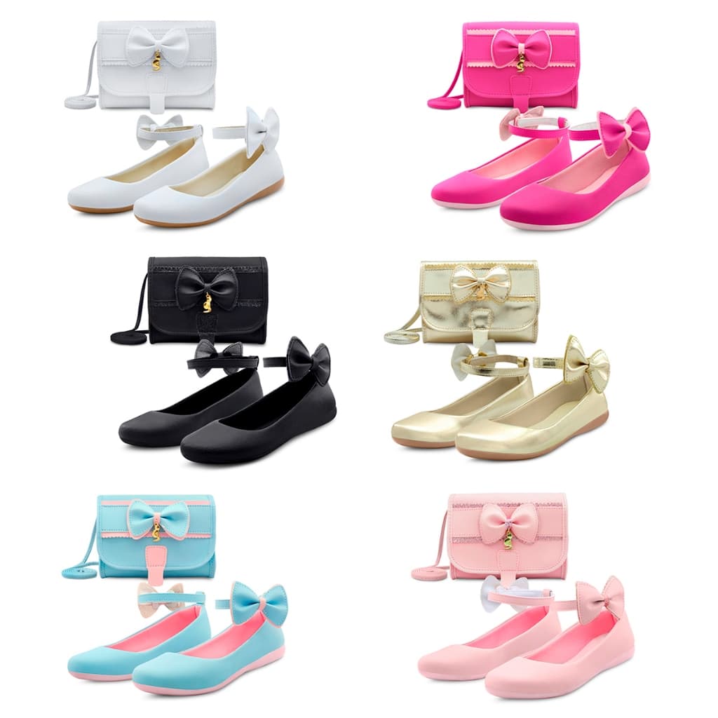 Kit Sapatilha Menina Infantil Laço Daminha Boneca Batizado Branco Preto Pink Azul Dourado