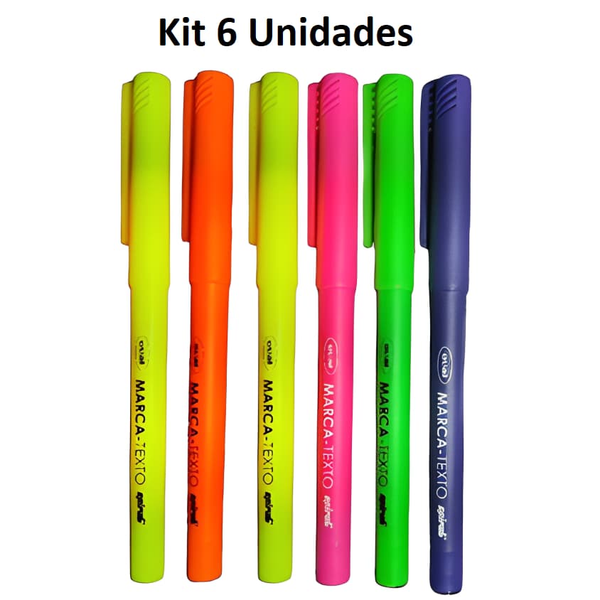 Kit 6 Marca Texto Tons Pastel Oval Cores