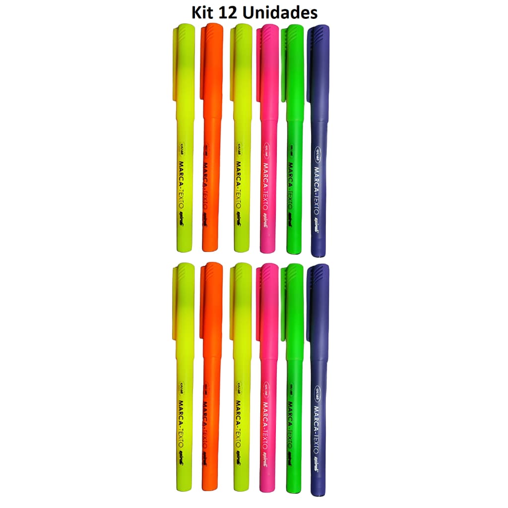 Kit 12 Marca Texto Tons Pastel Oval Cores 12 Unidades