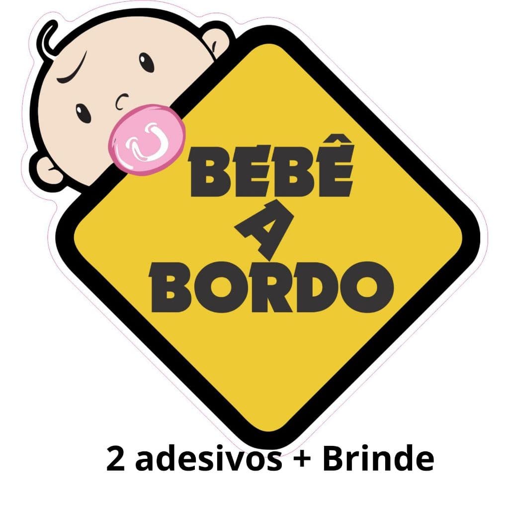 Adesivo Bebê a Bordo para Carro Rosa Menina com 2 adesivos + Brinde em Vinil Premium