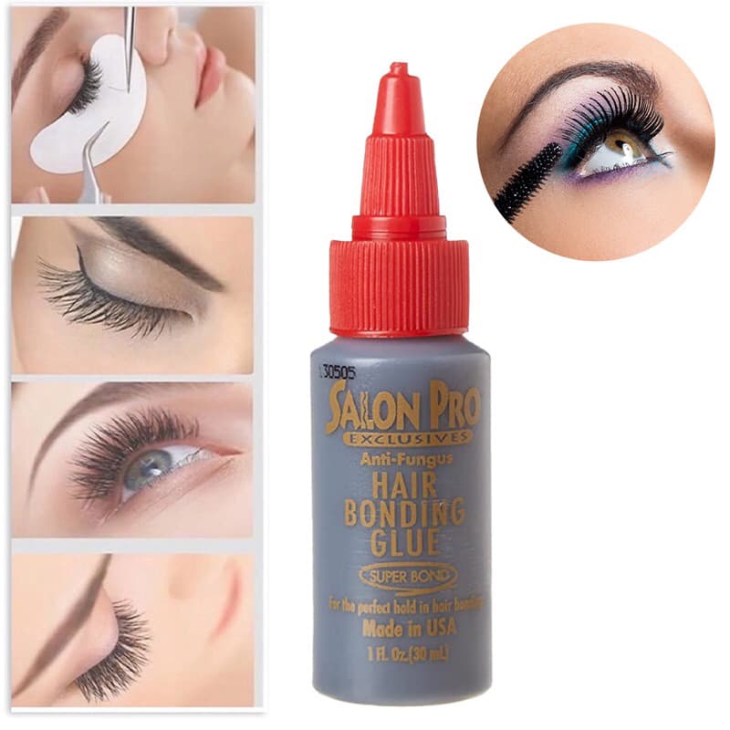 Kit 3 Cola de Cílios Profissional Secagem Rápida para Extensão de Cílios Salon Pro Anti Fungos/Cola Cabelos