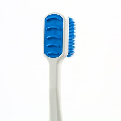 Escova Dental Macia Morelli Bioflex Branco e Azul c/ Limpador de Língua