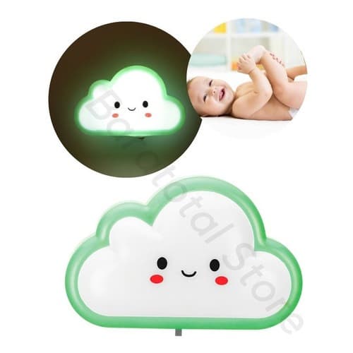 Abajur De Tomada Quarto Bebe Criança De Nuvem e Carrinho Rosa Luminaria Mini Cor da estrutura Verde