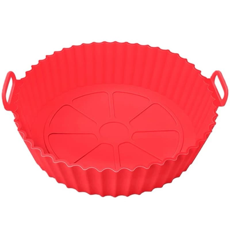 Cesto de Silicone Redondo Air Fryer e Forno Forma para Fritadeira Elétrica com Alça 17,5cm