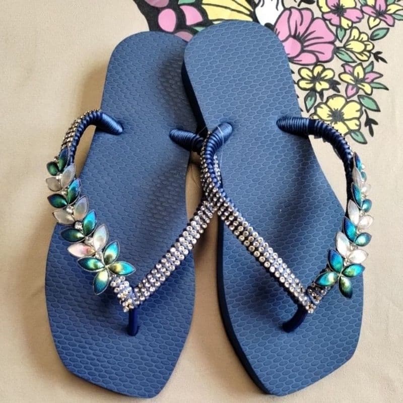 Chinelo slim  customizado modelo folha colorida