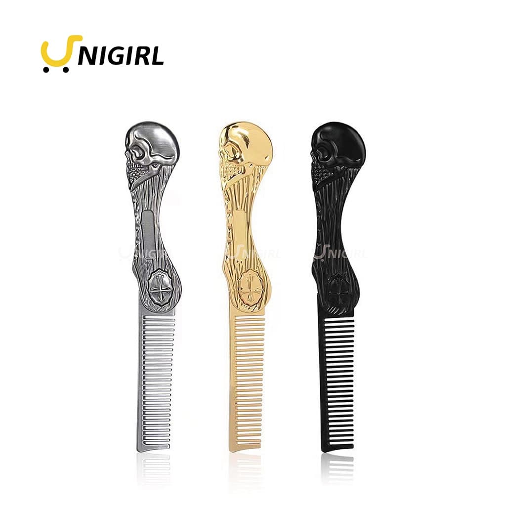 Pente Barba Portátil Dobrável Corte Profissional de Barbeiro Cabeleireiro Cabelo Pente Cabeça Caveira