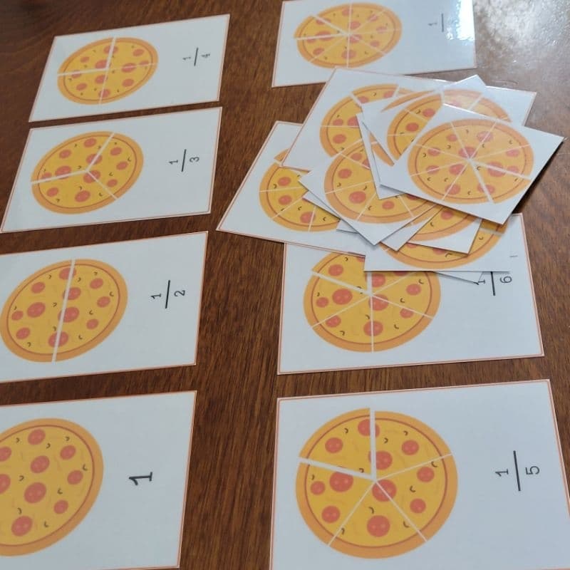 Frações Pizza Cartões plastificados