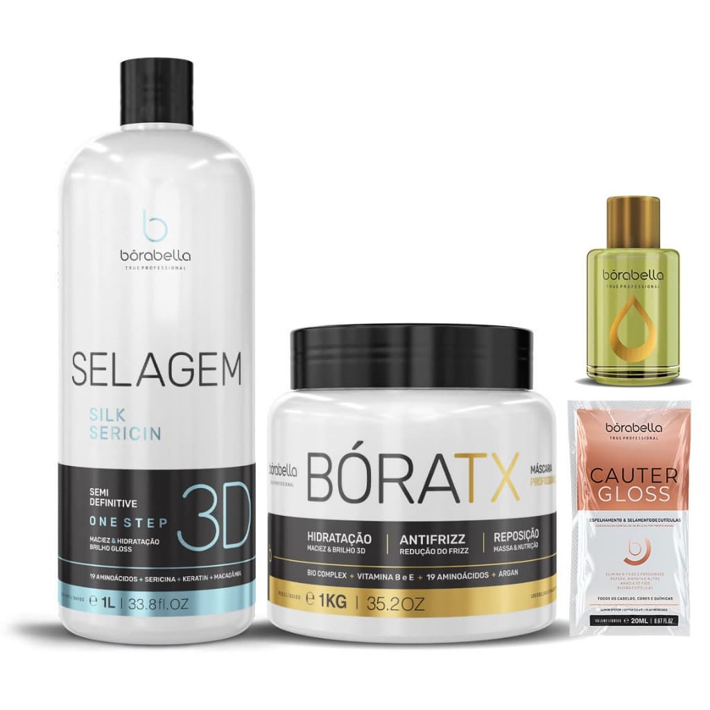 Borabella Selagem 3d Gloss Sem Formol 1 L + Bóratox 1 Kg