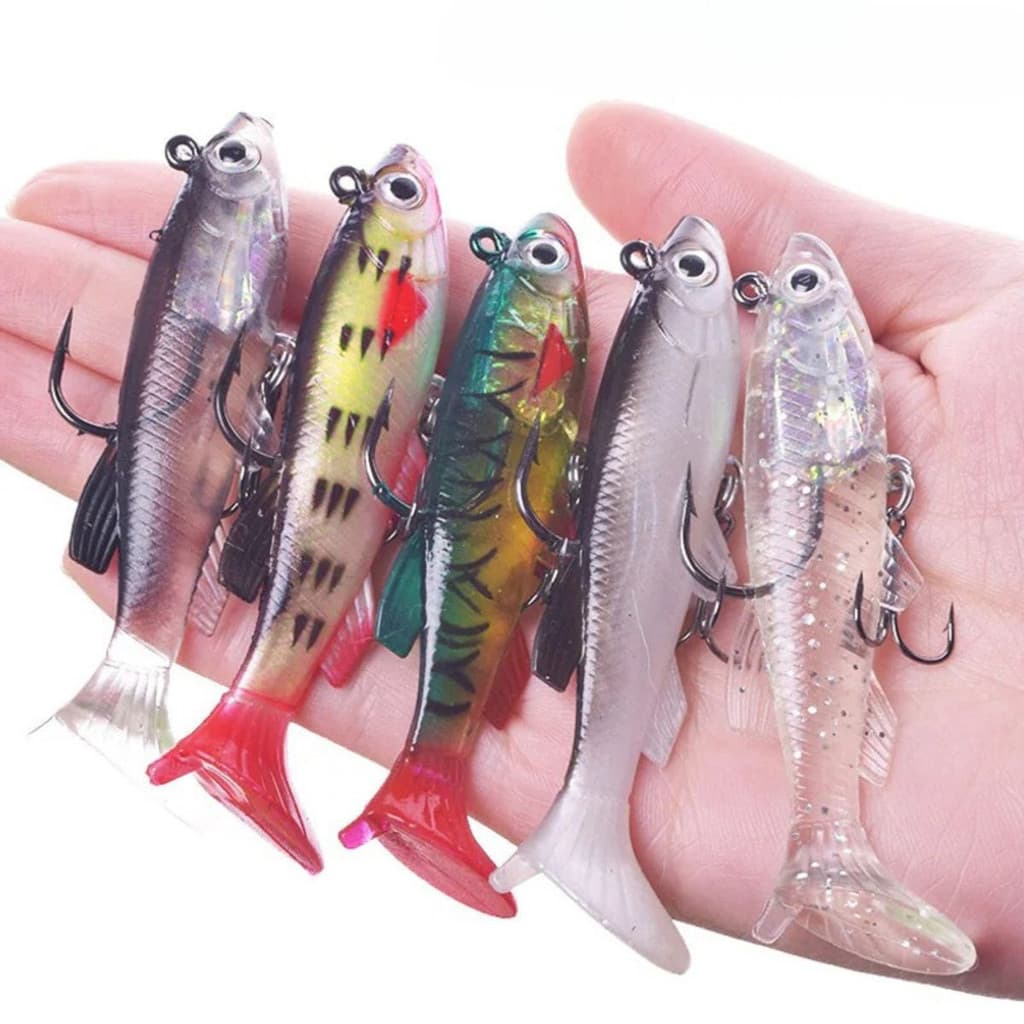 kit 5 Iscas Artificiais movimento Realista soft shad bait