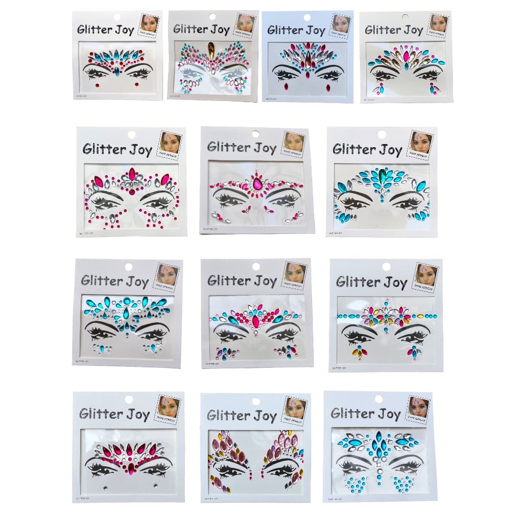 Kit 3 adesivo Glitter Pedra Rosto Maquiagem Carnaval