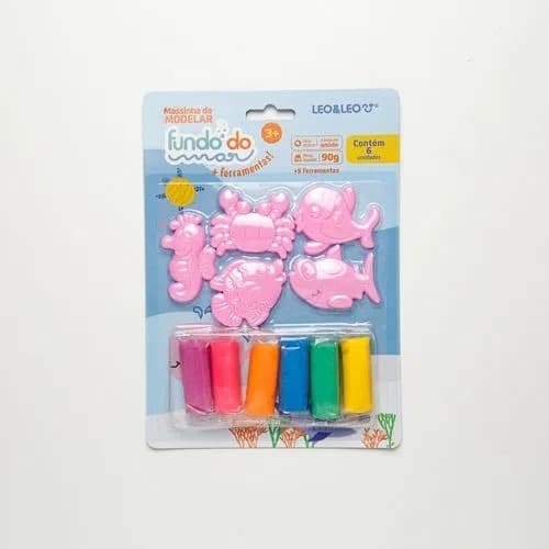 Kit Massa De Modelar Fundo Do Mar - Blister C/ 6 Cores Mais 5 Moldes Leoeleo/72540